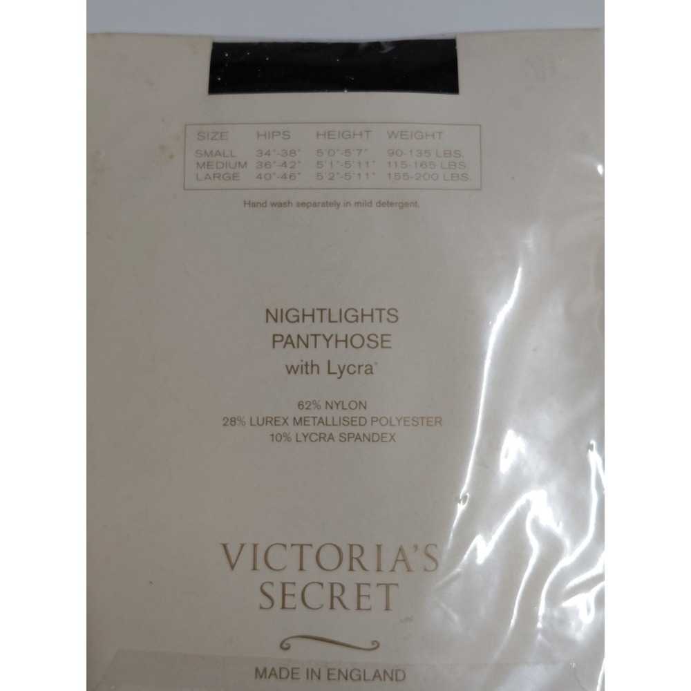 Vintage Victoria's Secret Couture Collection Nightlights Pantyhose Sparkle Blk L - Picture 3 of 6